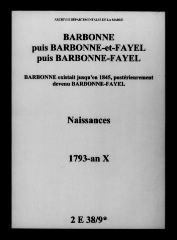 Barbonne. Naissances 1793-an X