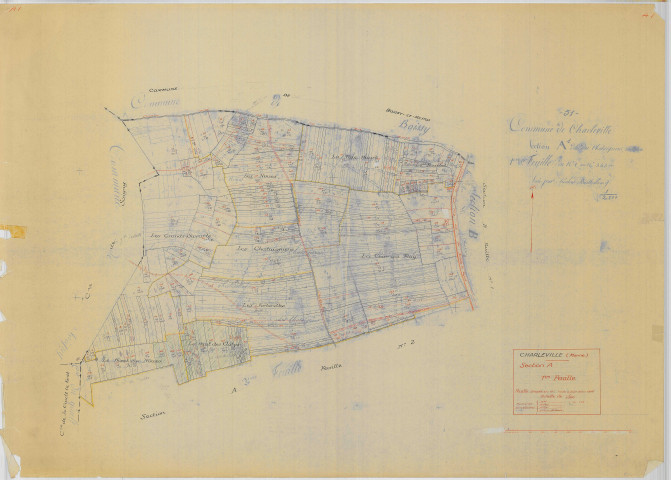 Charleville (51129). Section A1 échelle 1/2500, plan mis à jour pour 01/01/1956, non régulier (papier)