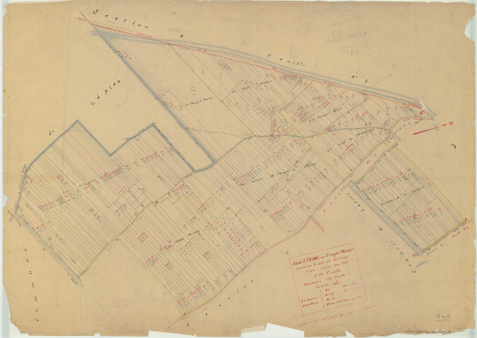Saint-Étienne-au-Temple (51476). Section C3 échelle 1/2500, plan mis à jour pour 1935 (ancienne section C1), plan non régulier (papier)