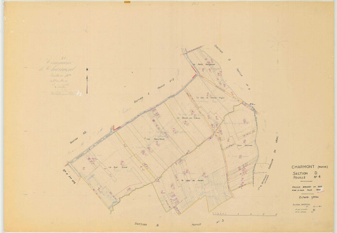 Charmont (51130). Section D4 échelle 1/2500, plan mis à jour pour 1967, plan non régulier (papier)