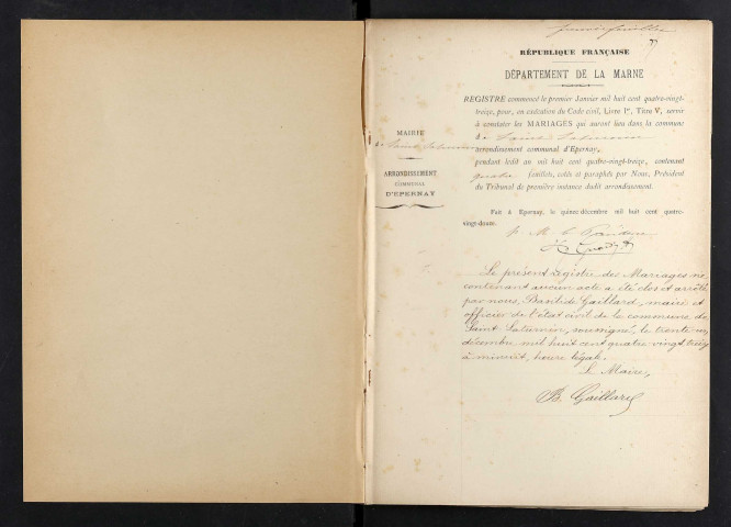 Saint-Saturnin. Mariages 1893-1929