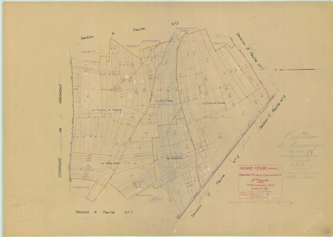 Somme-Yèvre (51549). Section A2 échelle 1/2500, plan mis à jour pour 1945, plan non régulier (papier)