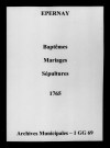 Épernay. Baptêmes, mariages, sépultures 1765