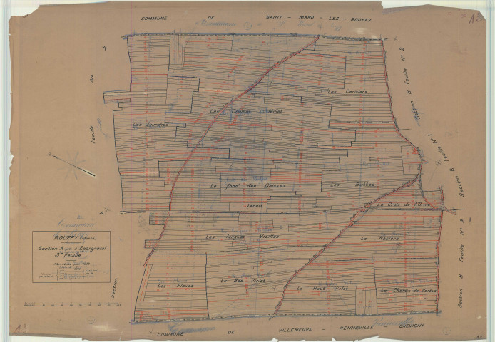 Rouffy (51469). Section A3 échelle 1/2500, plan mis à jour pour 1931, plan non régulier (calque)