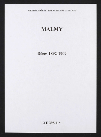 Malmy. Décès 1892-1909