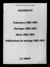 Germigny. Naissances, mariages, décès, publications de mariage 1883-1892