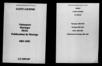 Sainte-Gemme. Naissances, mariages, décès, publications de mariage 1883-1892