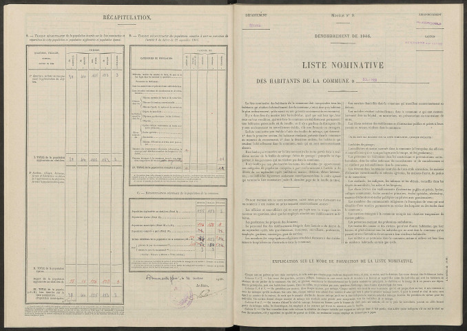 Éclaires. Dénombrement de la population 1946