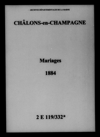 Châlons-sur-Marne. Mariages 1884