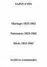 Saint-Utin. Mariages, naissances, décès 1833-1842