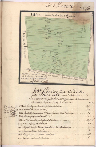 Plan du canton dit les favigny de Saint Remy cotté 47e au plan général des Maisneux 1760, Pierre Villain