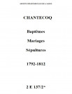 Chantecoq. Naissances, mariages, décès 1792-1812