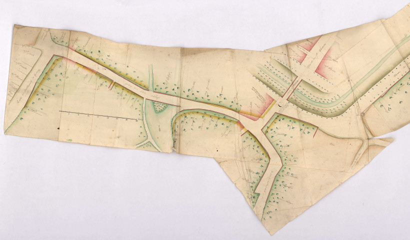 Route n°10. Plan de la traverse de cette route le long du fossé du rempart à Epernay, par Hurault, 1795.