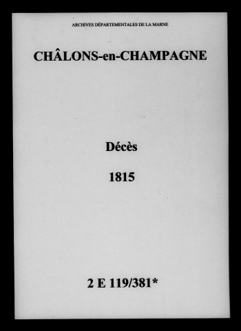 Châlons-sur-Marne. Décès 1815