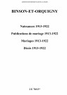 Binson-et-Orquigny. Naissances, publications de mariage, mariages, décès 1913-1922