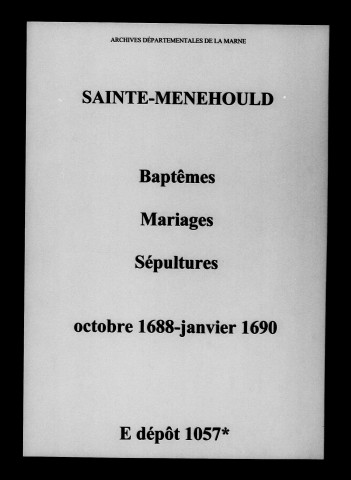 Sainte-Menehould. Baptêmes, mariages, sépultures 1688-1690