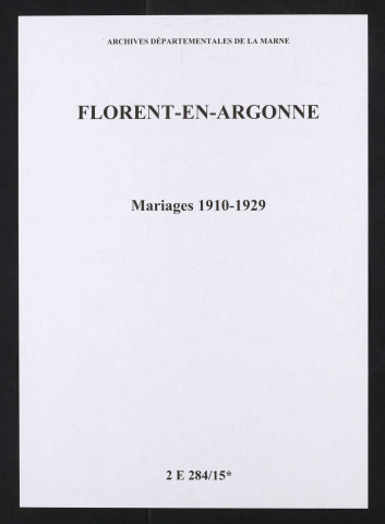 Florent-en Argonne Mariages 1910-1929
