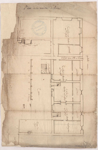 Plan de la maison de Reims, XVII-XVIIIè s..