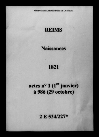 Reims. Naissances 1821