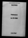 Bannes. Naissances an XI-1862