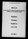 Bellay. Baptêmes, mariages, sépultures 1737-1791