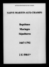 Saint-Martin-aux-Champs. Baptêmes, mariages, sépultures 1667-1792