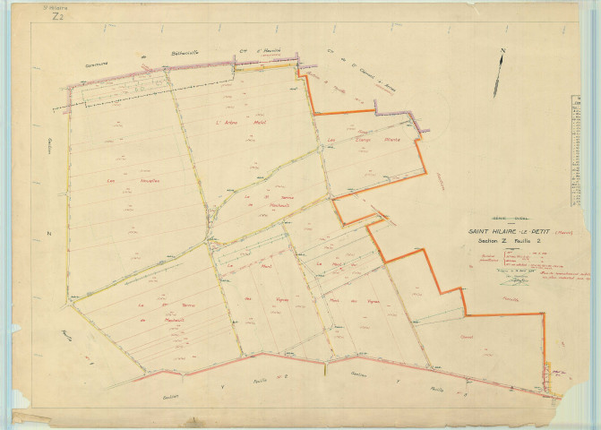Saint-Hilaire-le-Petit (51487). Section Z2 échelle 1/2000, plan mis à jour pour 1957, plan non régulier (papier).
