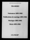 Tramery. Naissances, publications de mariage, mariages, décès 1893-1902