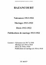 Bazancourt. Naissances, mariages, décès, publications de mariage 1913-1922