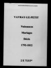 Vavray-le-Petit. Naissances, mariages, décès 1792-1812