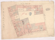 Plan du ban Saint-Remi , n ° 22 : rue des Bains, rue Saint Remy, rue Neuve, rue du Ruisselet à Reims (XVIIIe s.)