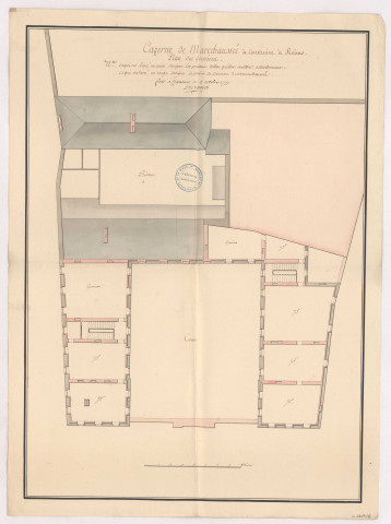 Cazerne de Maréchaussée à construire à Reims. Plan des greniers, 1777.