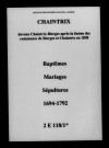 Chaintrix. Baptêmes, mariages, sépultures 1694-1792