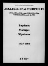 Angluzelles-et-Courcelles. Baptêmes, mariages, sépultures 1733-1792