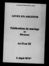Givry-en-Argonne. Publications de mariage, divorces et tables décennales des naissances, mariages, décès 1792-an X