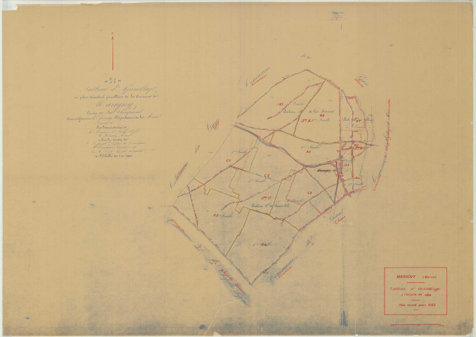 Marigny (51351). Tableau d'assemblage 2 échelle 1/10000, plan mis à jour pour 01/01/1938, non régulier (papier)