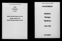 Courthiézy. Baptêmes, mariages, sépultures 1761-1792