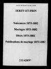 Serzy-et-Prin. Naissances, mariages, décès, publications de mariage 1873-1882
