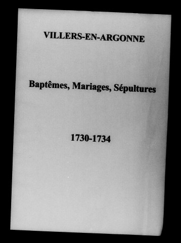 Villers-en-Argonne. Baptêmes, mariages, sépultures 1672-1792