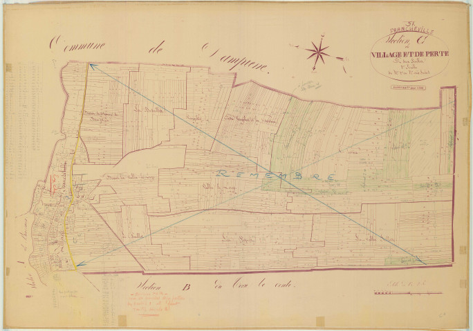 Francheville (51259). Section C1 échelle 1/2500, plan napoléonien sans date (copie du plan napoléonien), plan non régulier (papier)