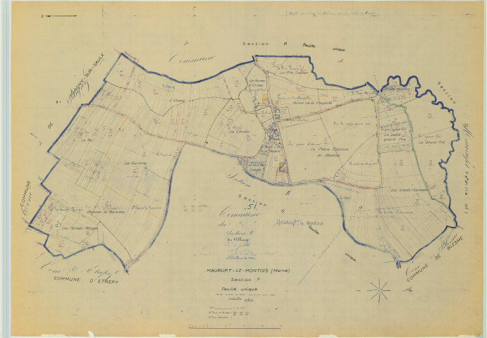 Maurupt-le-Montois (51358). Section F1 échelle 1/2500, plan mis à jour pour 1966, plan non régulier (papier)