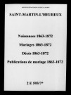 Saint-Martin-l'Heureux. Naissances, mariages, décès, publications de mariage 1863-1872