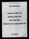 Mesneux (Les). Naissances, mariages, décès, publications de mariage 1863-1872