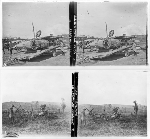 Craonne. Avion français abattu (vue 1). Craonne. Le champ de bataille (vue 2)