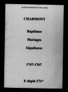 Charmont. Baptêmes, mariages, sépultures 1747-1767