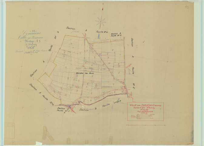 Ville-en-Tardenois (51624). Section A3 échelle 1/2000, plan mis à jour pour 1939, plan non régulier (papier).