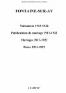Fontaine-sur-Ay. Naissances, publications de mariage, mariages, décès 1913-1922