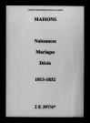 Maisons-en-Champagne. Naissances, mariages, décès 1813-1832