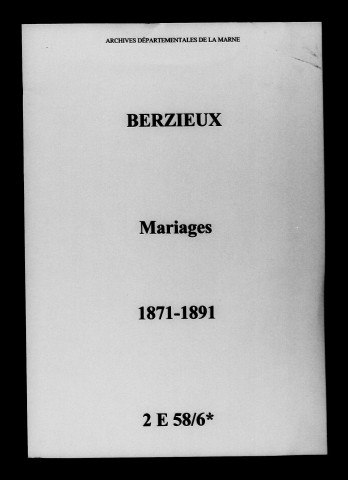 Berzieux. Mariages 1871-1891