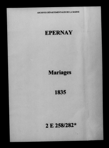 Épernay. Mariages 1835